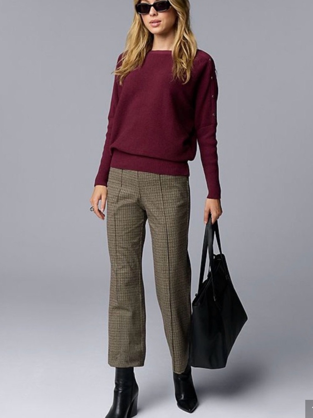 Simply Vera Vera Wang Houndstooth Plaid Cropped Ponte Kick Flare Pant XXL short